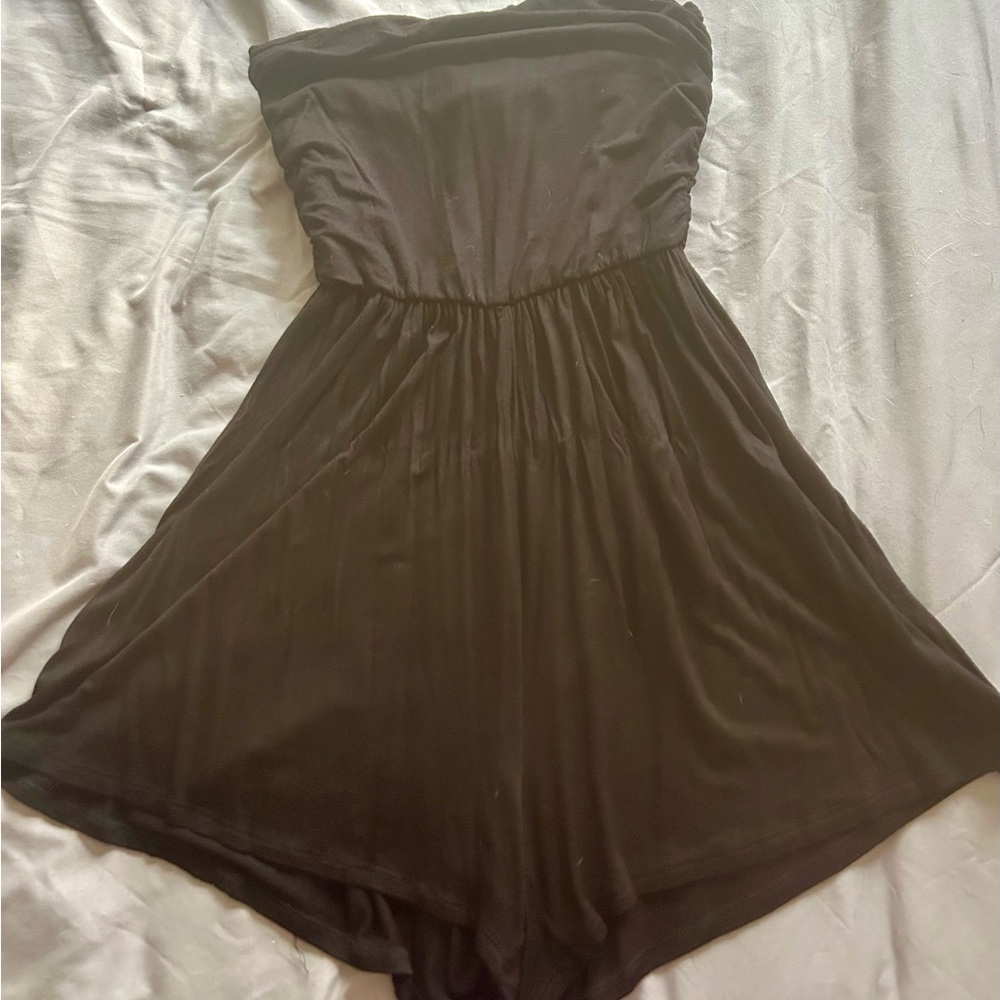 Elegant Black Strapless Romper